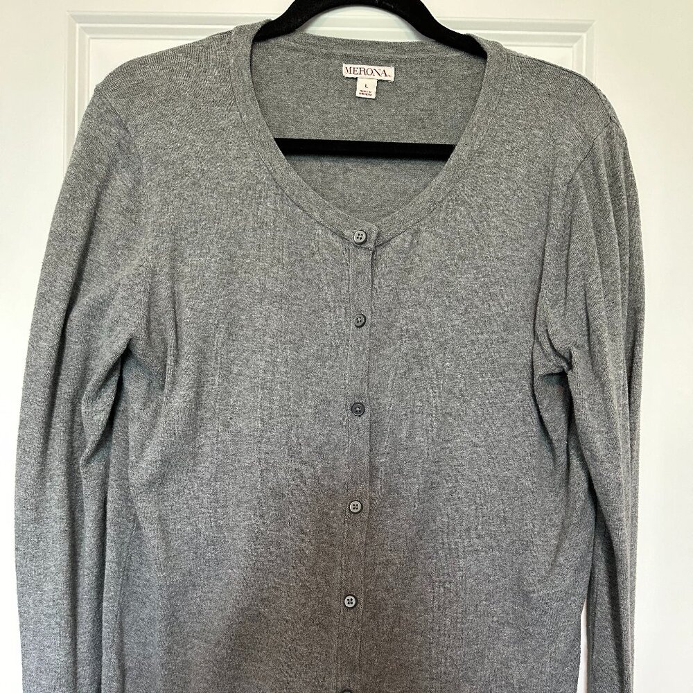 Merona Women's Gray Button Up Cardigan - Size Large